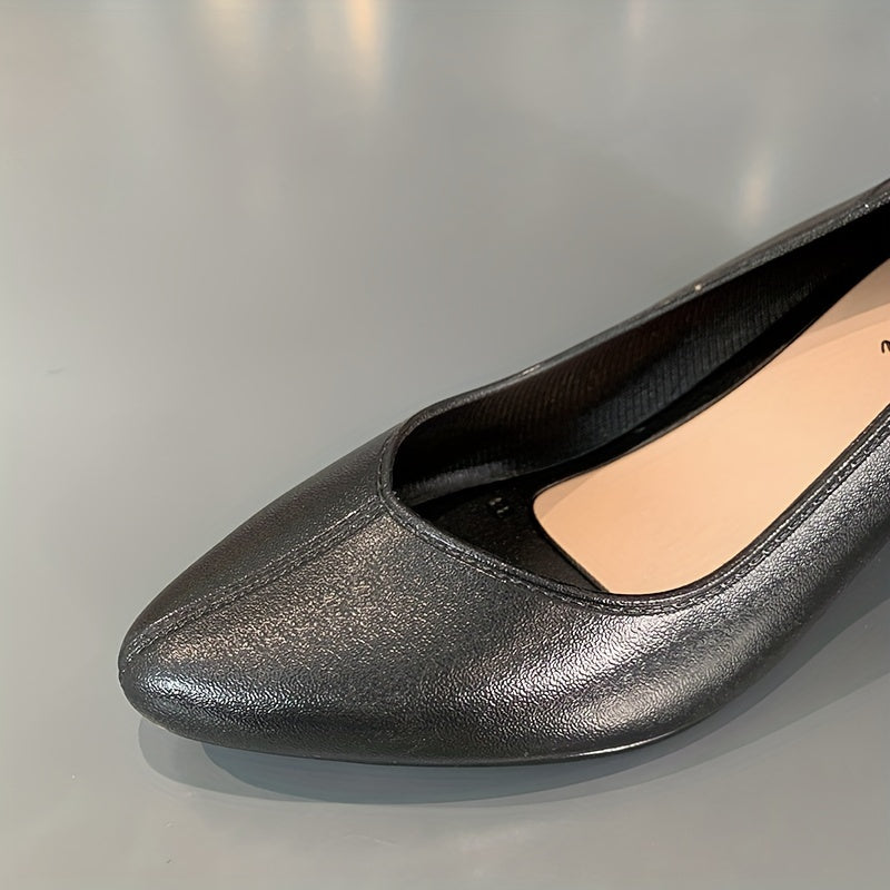 Ayollar uchun bir rangli qattiq taglikli poyafzal, keng bo'yinli, oyoq barmoqli, yopishtiriladigan kiyim uchun