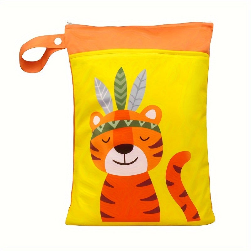 Водонепроницаемая сумка для влажных вещей с принтом животных, washable сумка для подгузников, сумка для мамы с двумя молниями, многофункциональная дорожная и пляжная сумка, органайзер для хранения косметики