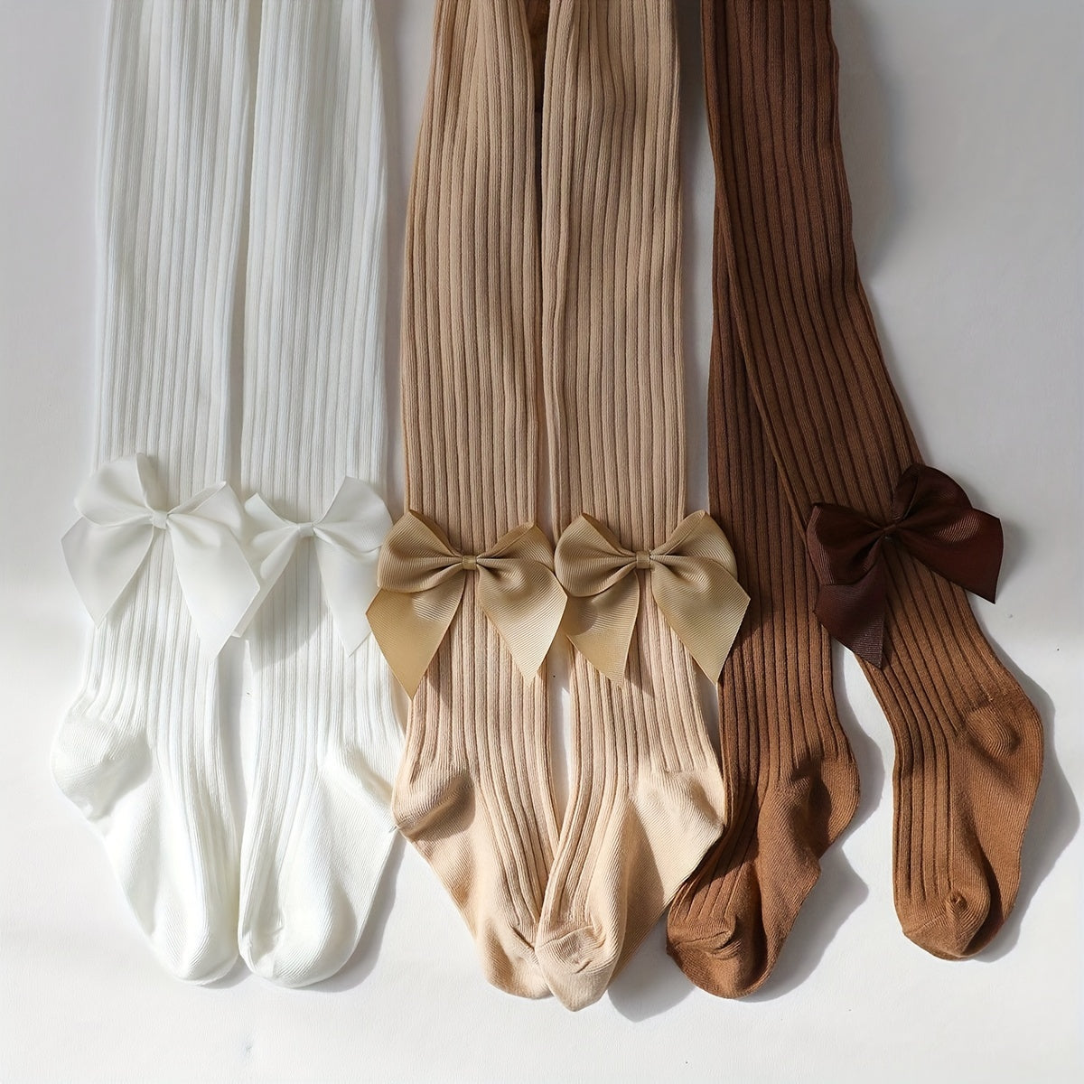 Girls' Striped Bowknot Tights Polyester Spandex All-Season for Girls 12 and Under