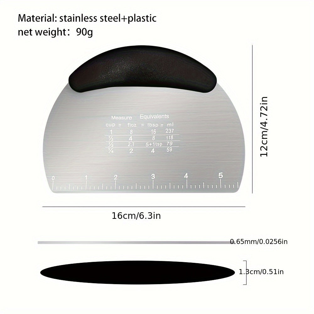 Stainless Steel Dough Scraper with Measurement Marks for Baking and Pastry