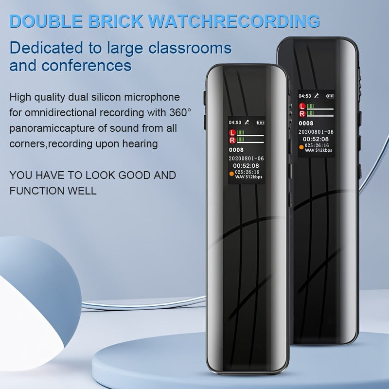 64GB Digital Voice Recorder with LCD Display SD Card Support WAV USB Charging Rechargeable Battery