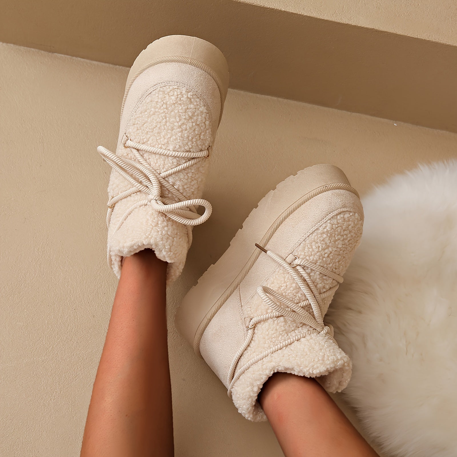 Women's Faux Fur Winter Snow Boots Plush Lined Thick Sole