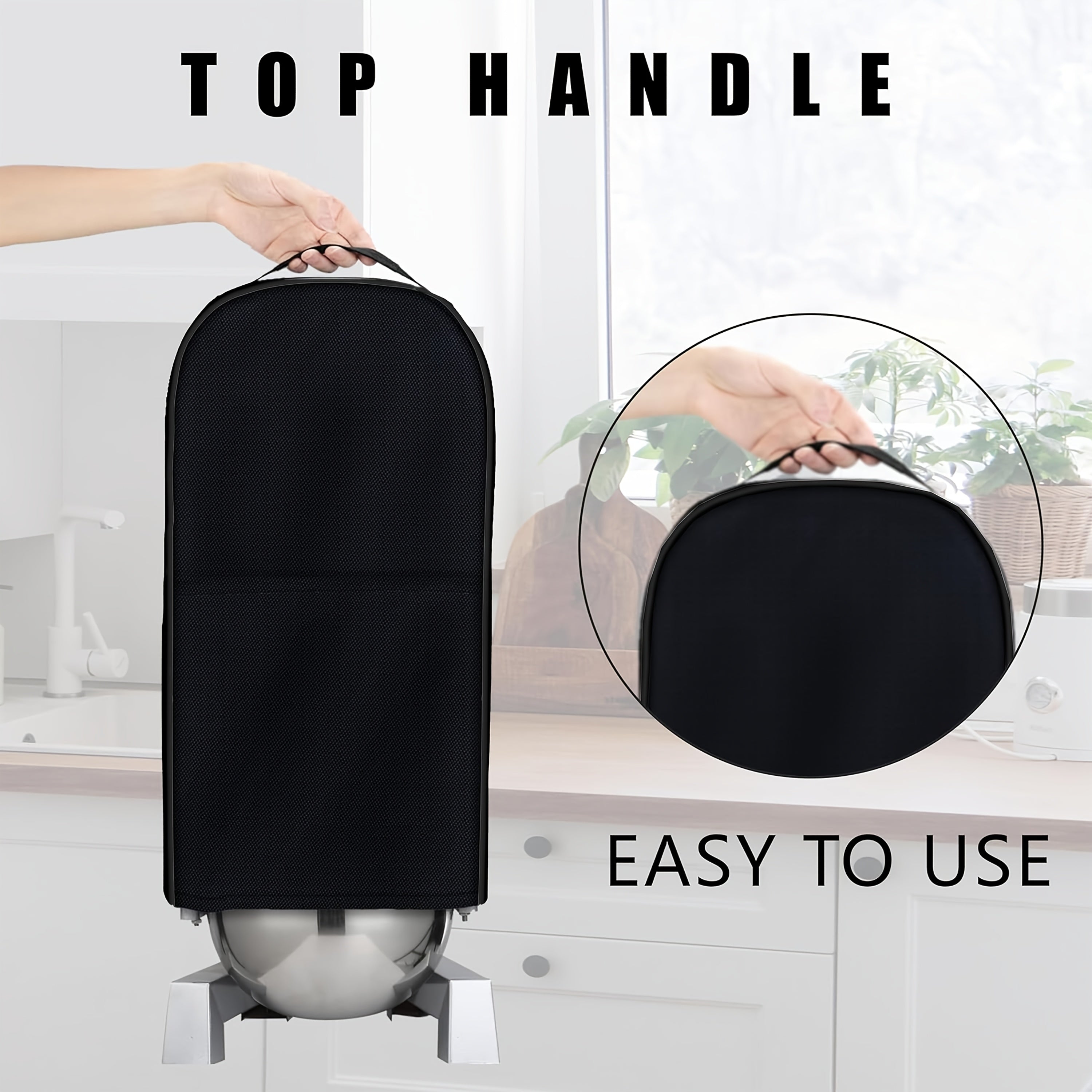 Black Oxford Fabric Waterproof Blender Cover for 15Qt and Smaller with Handles