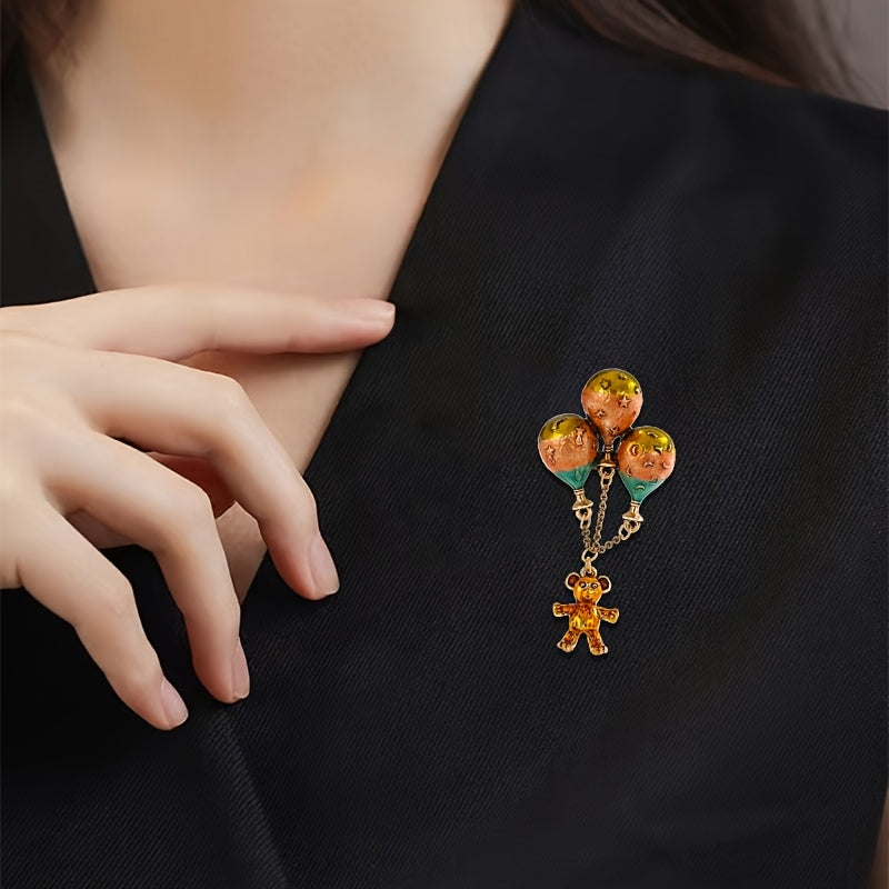 Women’s Vintage Alloy Hot Air Balloon Tassel Brooch Pin