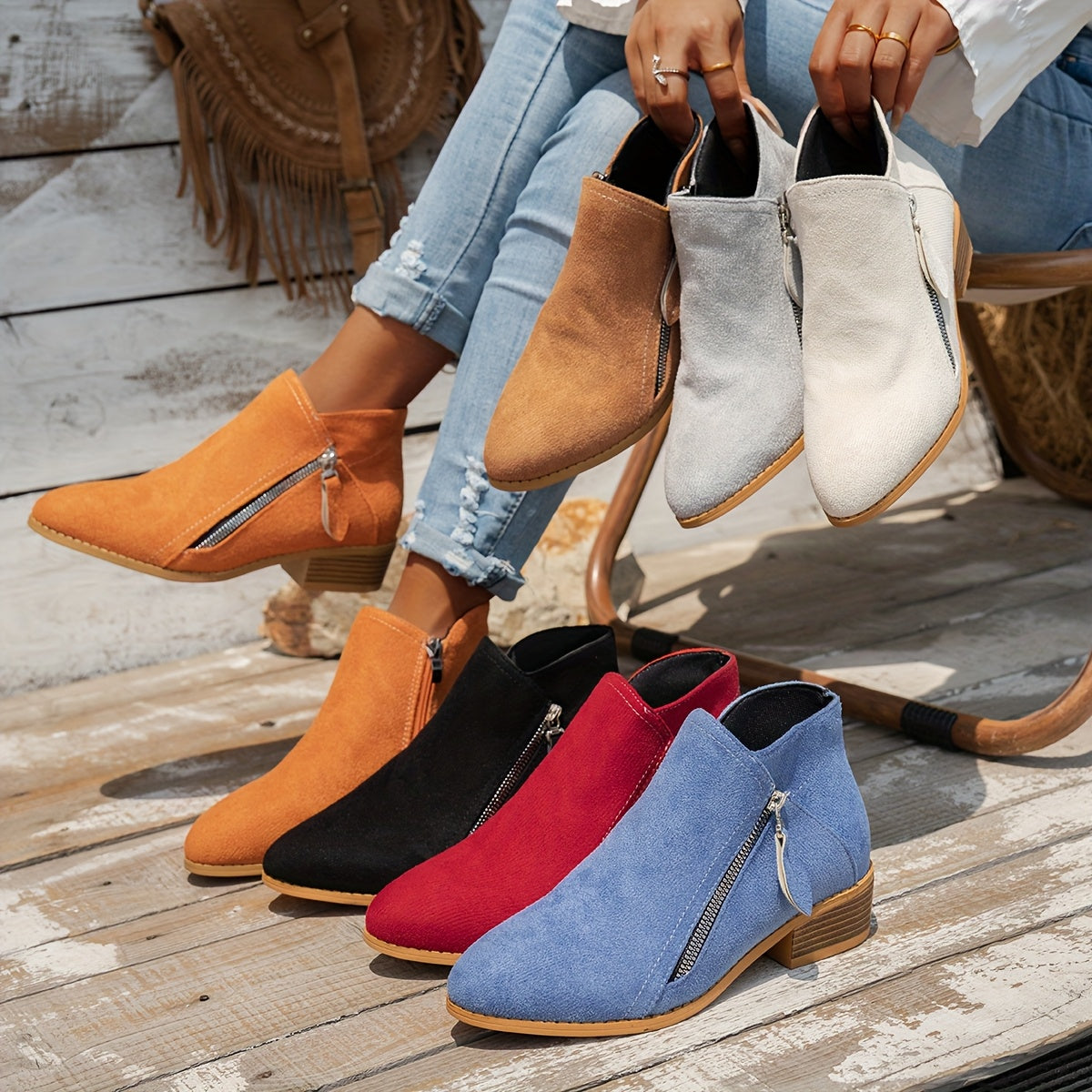 Women's White Ankle Boots Leather Casual Footwear for Holidays