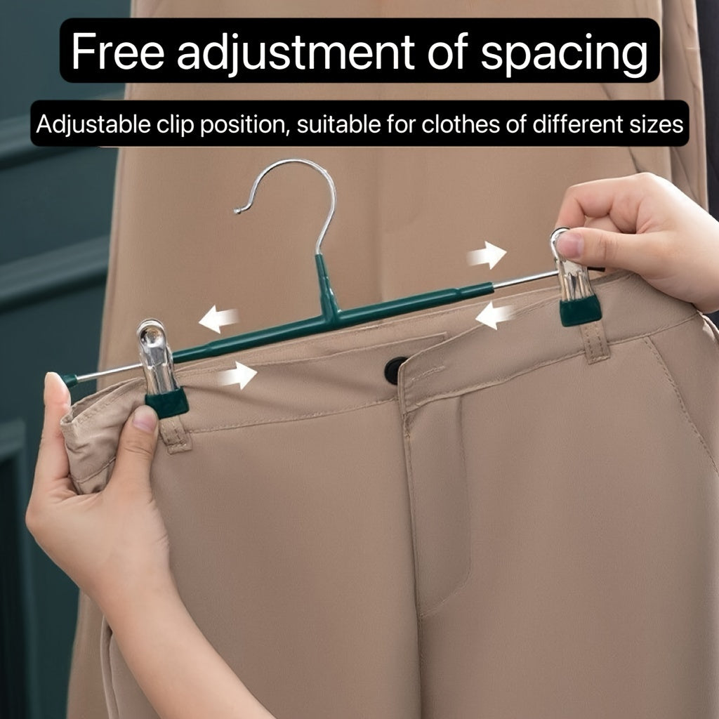 10 Premium Stainless Steel Pants Hangers with Adjustable Clips Heavy Duty No Slip