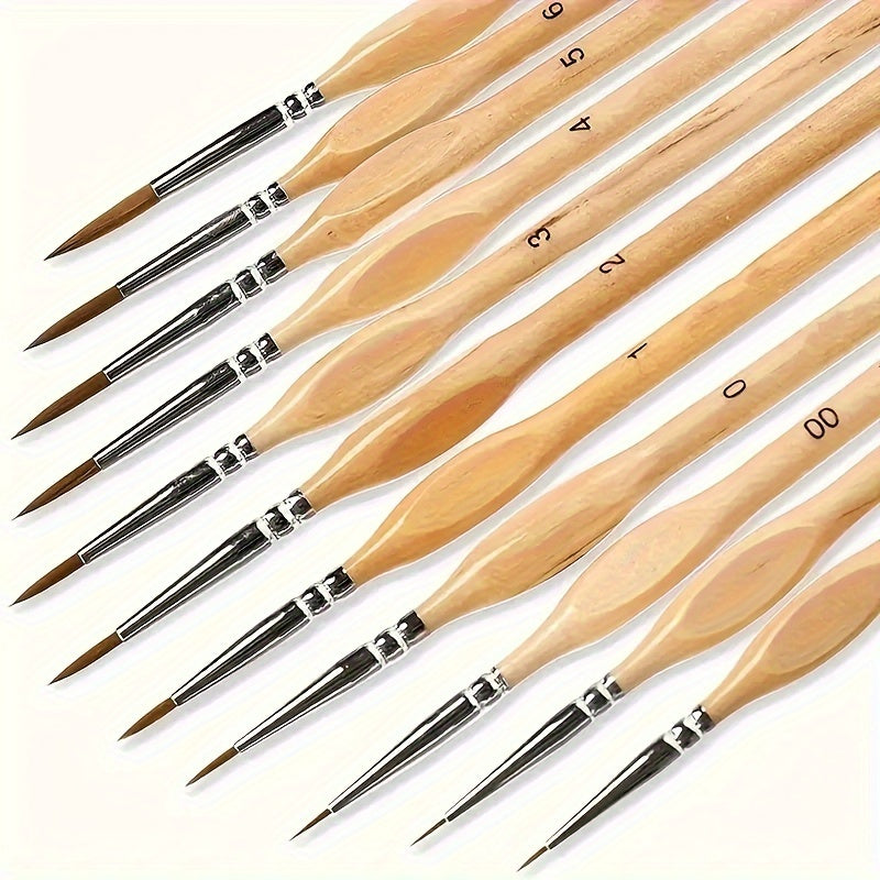 11-Piece Fine Detail Paintbrush Set for Acrylic Oil Watercolor and Crafts