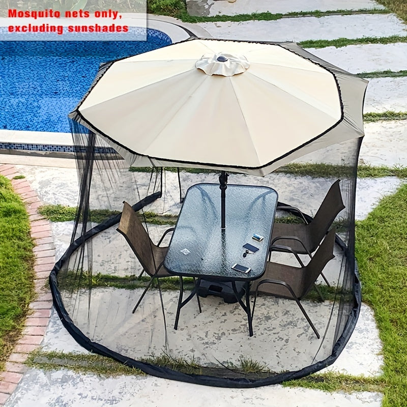 3.05m Waterproof Polyester Patio Umbrella Mosquito Net with Double Zippered Door