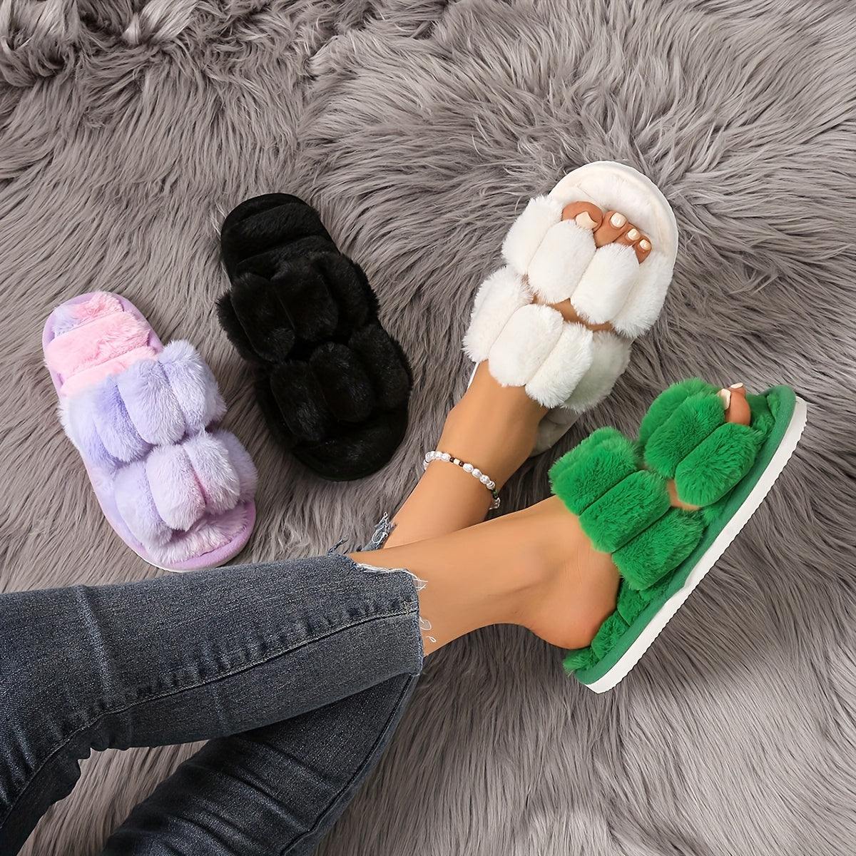 Женские мокасины-слипоны с искусственным мехом для женщин, универсальная повседневная обувь