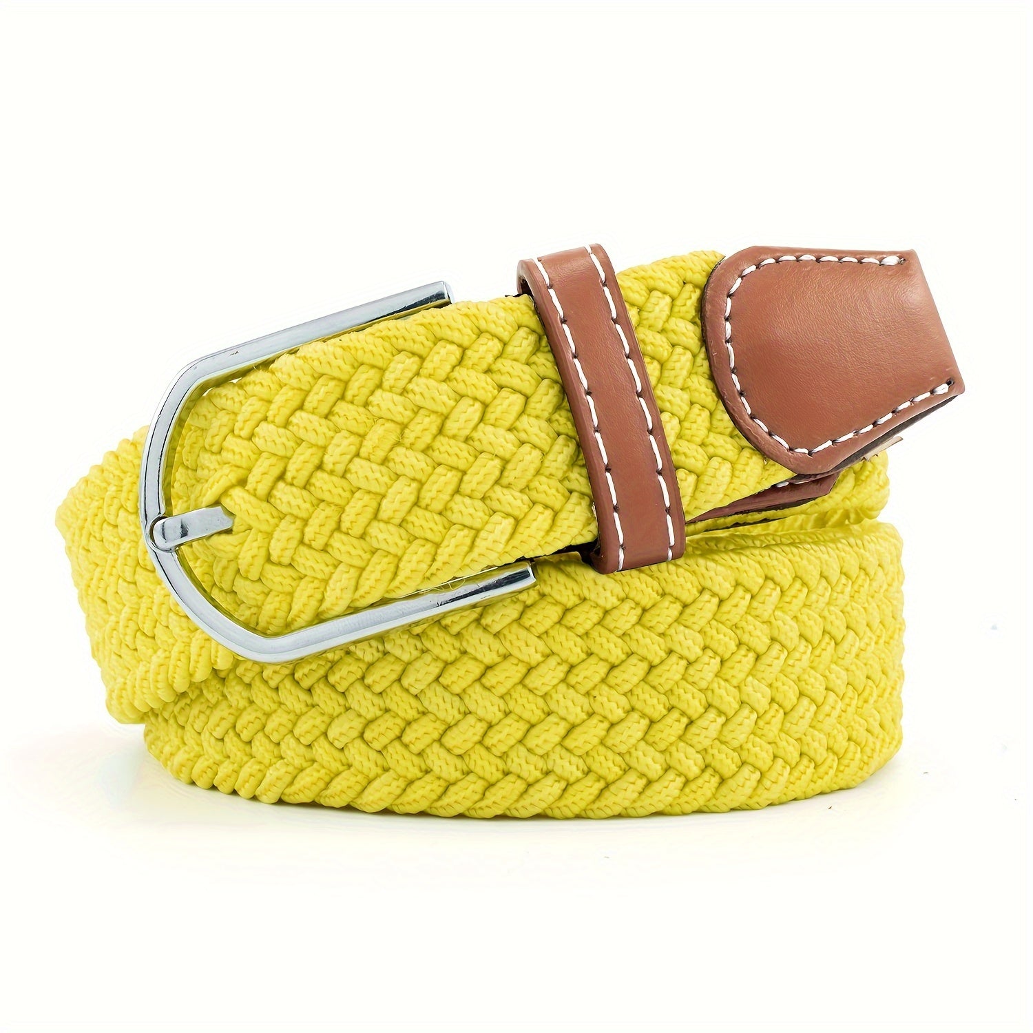 Women's Braided Elastic Belt with Woven Design for Golf and Casual Wear