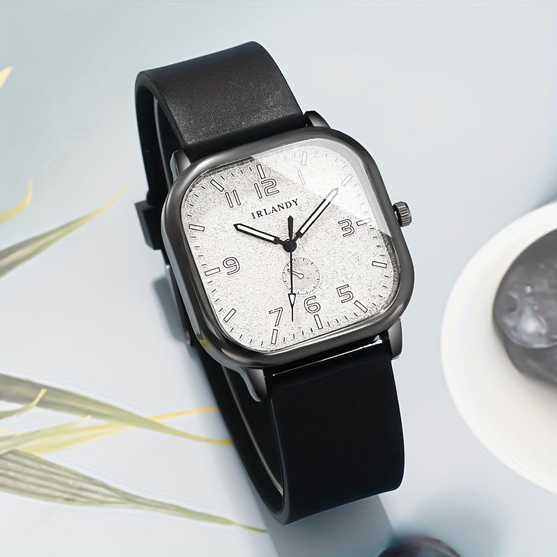 Men's Quartz Watch Square Dial Alloy Case Silicone Strap Not Waterproof Business Casual