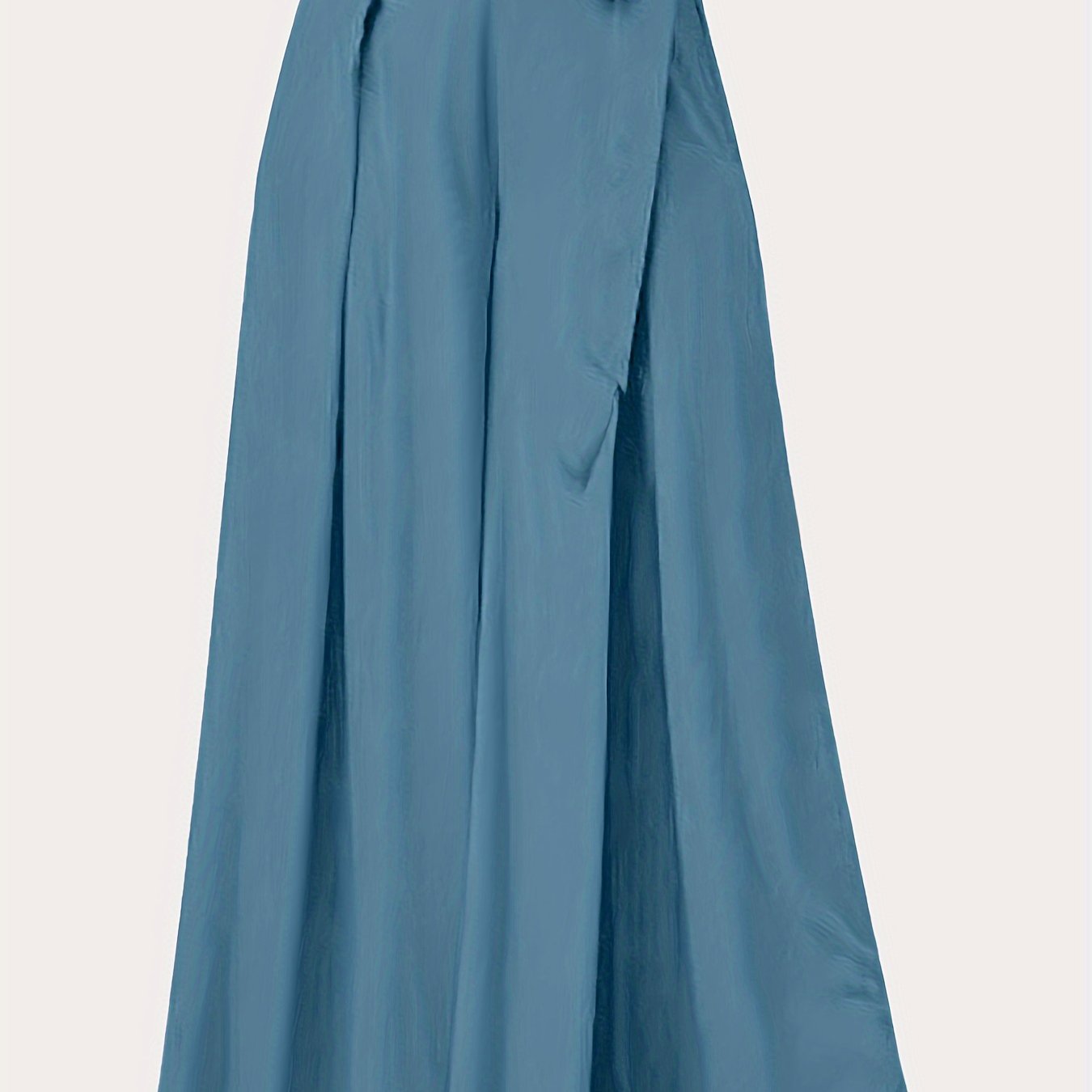 Pantalones anchos de mujer con lazo en la parte delantera, cintura alta, casual, de poliéster tejido