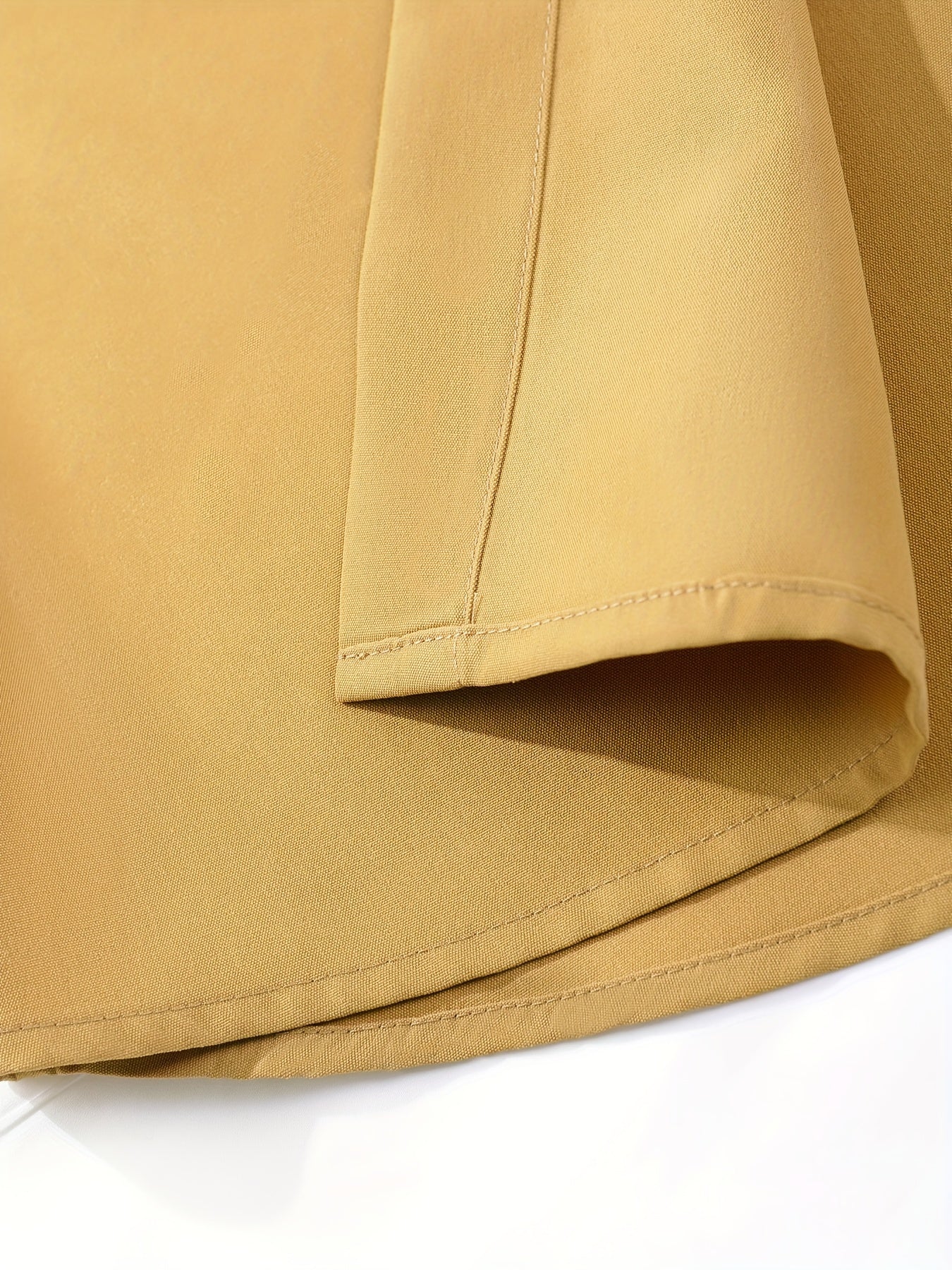 Plus Size Men's Casual Short Sleeve Button-Up Shirts Light Beige Yellow Polyester Summer Wear