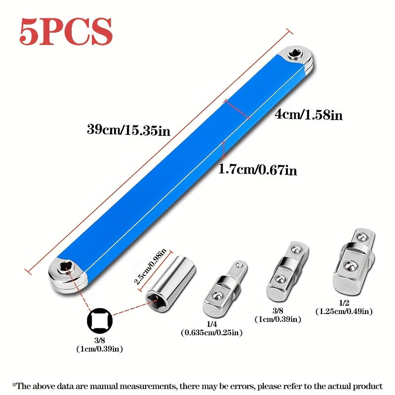 2-in-1 Impact-Ready Offset Extension Wrench Kit with Ratchet and Adapters