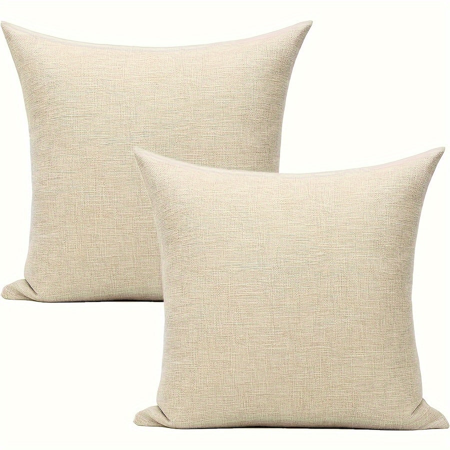 Beige Linen Farmhouse Decorative Euro Pillow Cover for Indoor Outdoor Home Decor