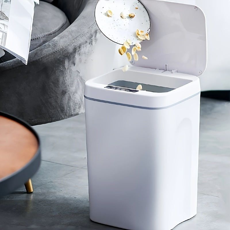 Portable smart trash can with touch sensor lid no battery needed for home office use