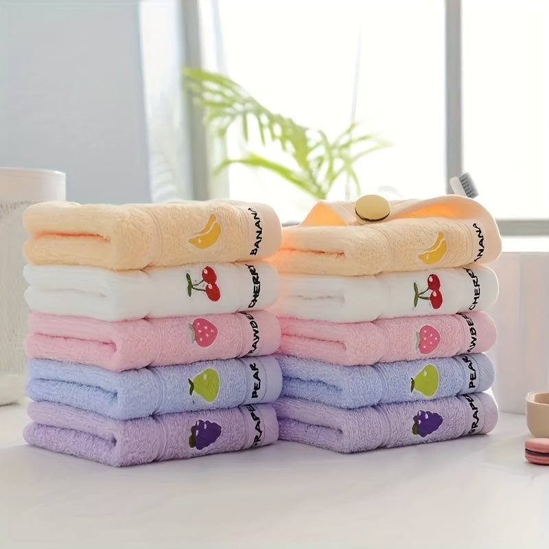 Juego de 5 toallas faciales de algodón con diseños de frutas de dibujos animados de secado rápido para baño