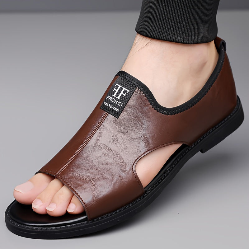 Men's PU Casual Slip-On Sandals for Spring Summer Solid Color