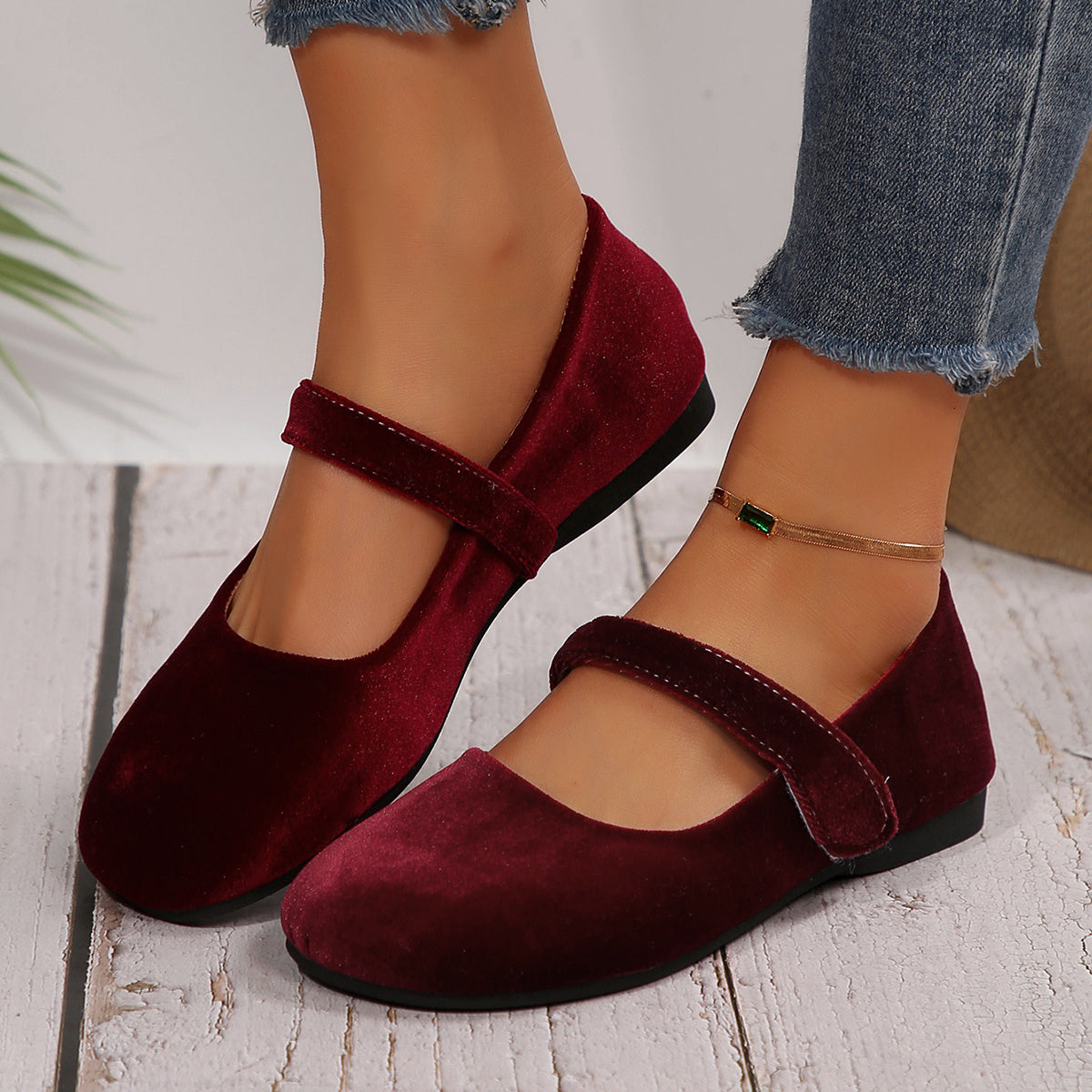 Женские балетки Mary Jane из бордовой кожи, удобные и легкие