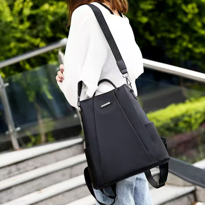 Ayollar uchun qora naylon sumka, o'g'irlashga qarshi, sozlanadigan kamarlar, maktab, sayohat, ochiq havoda