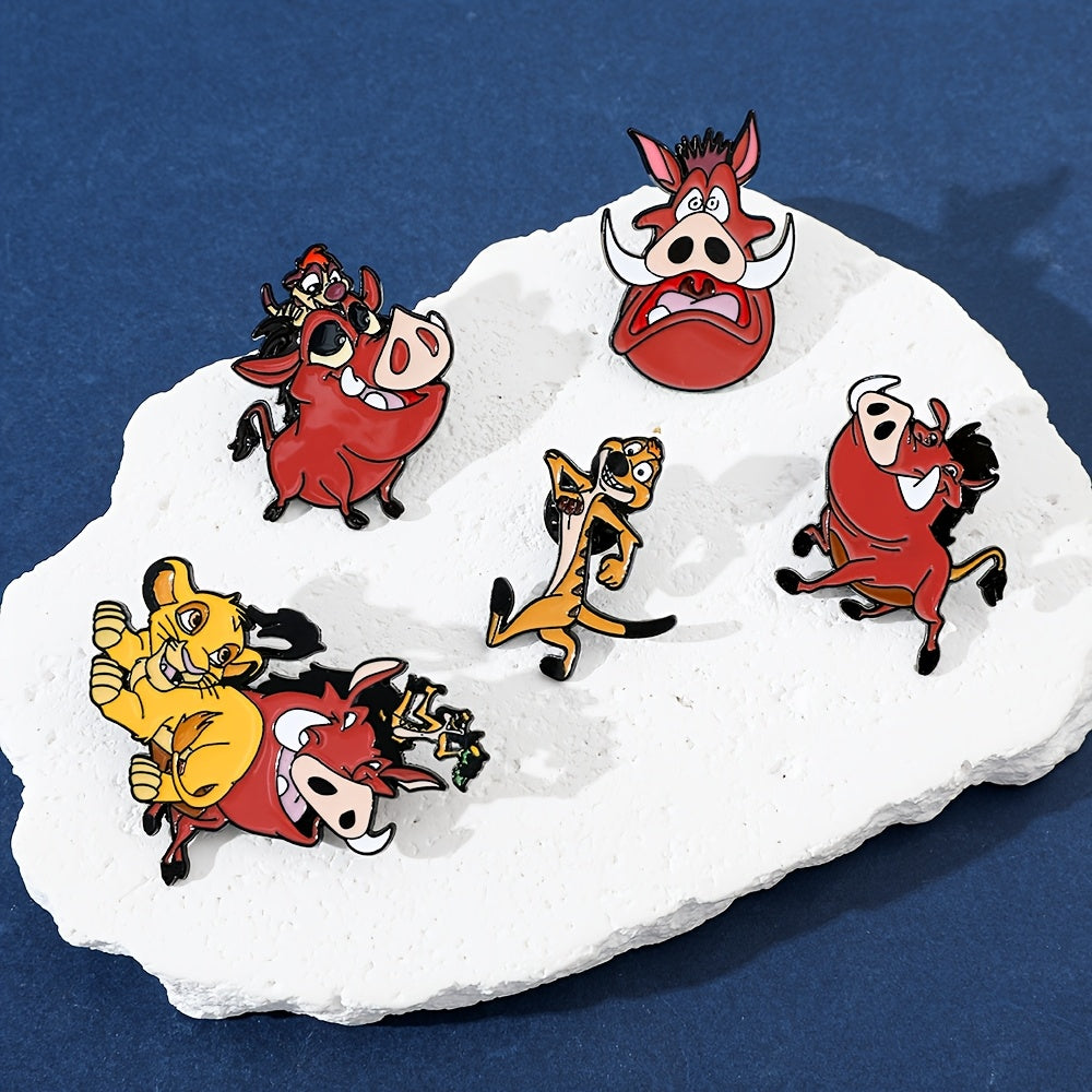 Set of 6 Enamel Animal Brooch Pins Cartoon Wild Animal Irregular Shapes for Clothing Backpack Decoration