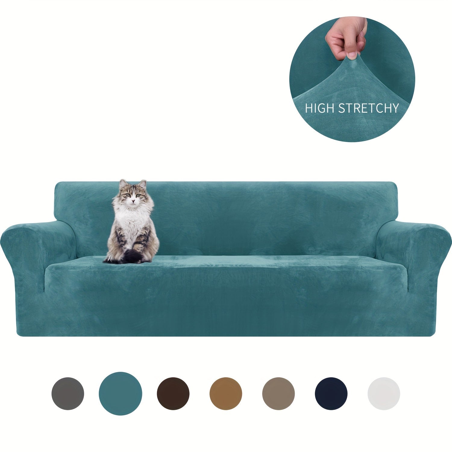 Velvet Sofa Cover Elastic Bottom All Seasons Pet Scratch Protection