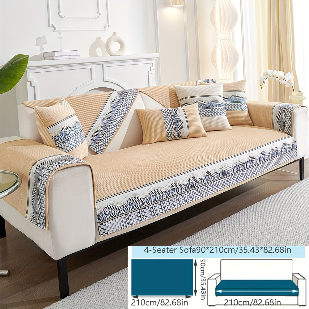 Velvet Sofa Cushion Cover Non-Slip Pet-Friendly All-Season Protecting Armchair Loveseat 3-4 Seater