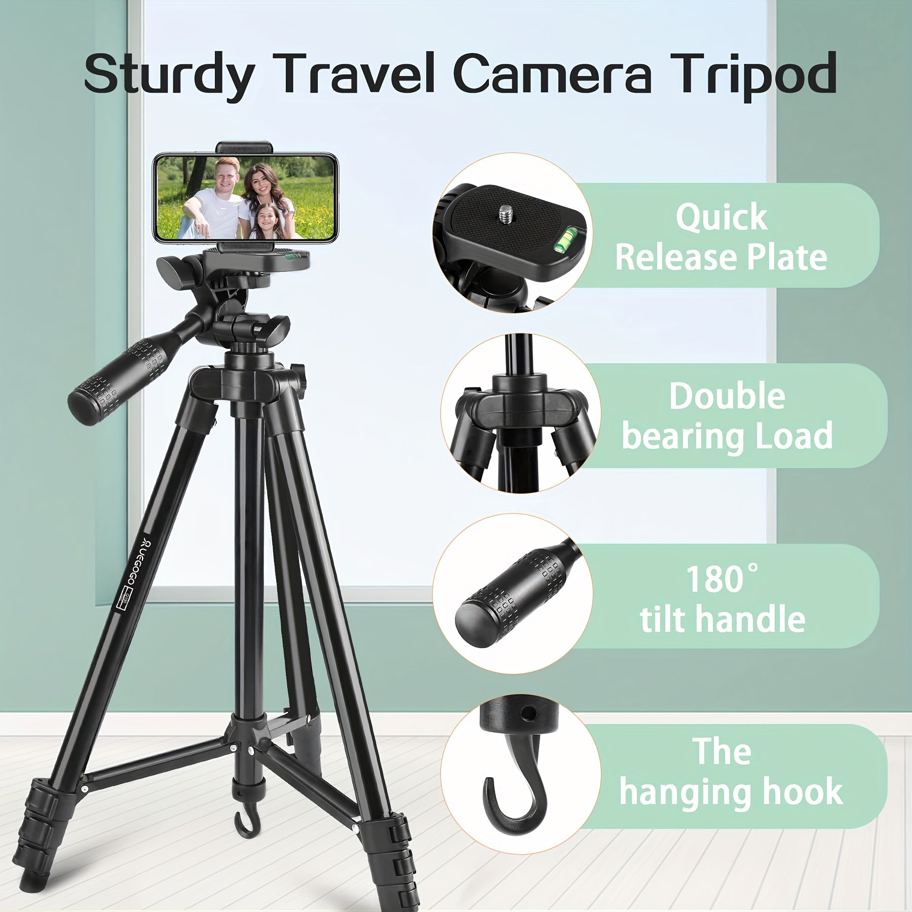 Aluminum Tripod with Gimbal Head for Smartphones and Cameras 129.54cm Lightweight Video Vlogging