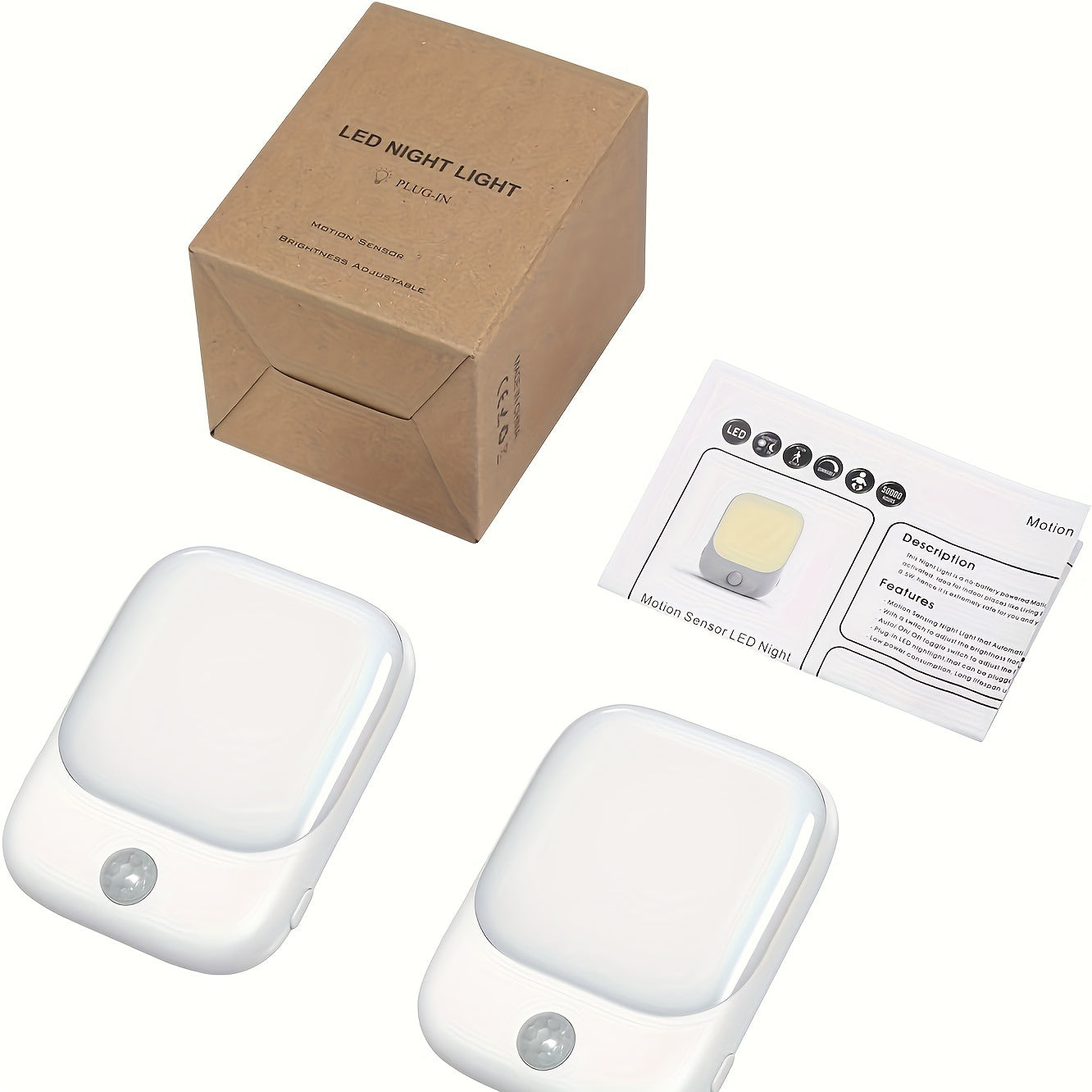 Motion Sensor Night Light with 3 Modes and 5 Brightness Levels for Kids' Rooms and Stairways