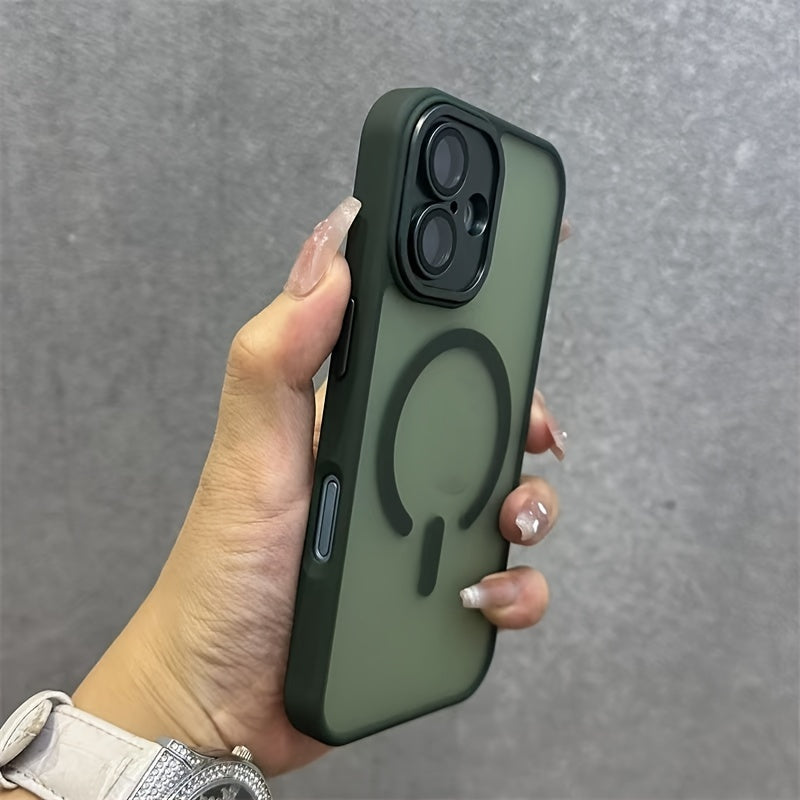 Semi-Transparent Frosted Magnetic Phone Case for iPhone 16 Series Shockproof Wireless Charging