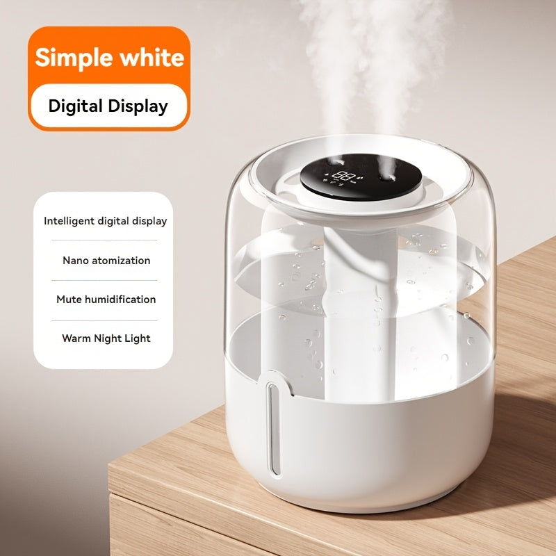 Dual Spray USB Humidifier with Digital Display for Home Office Bedroom
