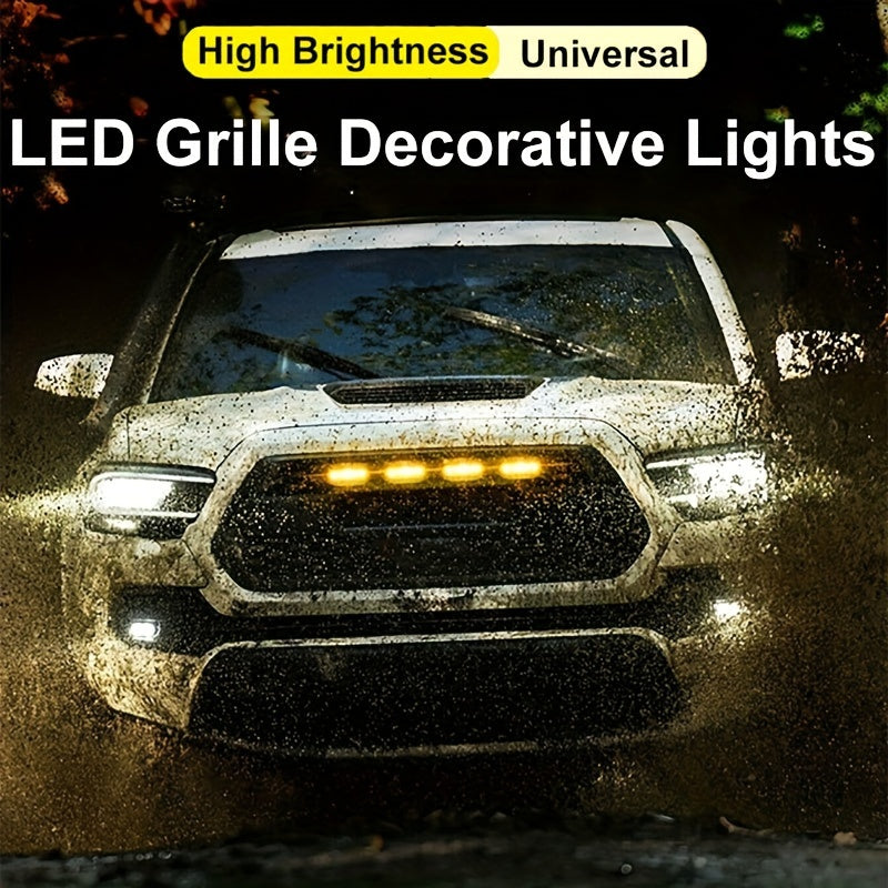 Luz de parrilla LED de ámbar ahumado universal para coche, decoración para SUV, camión pickup y todoterreno