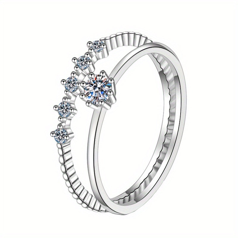 Sterling Silver Moissanite Engagement Ring Round Cut Solitaire Wedding Anniversary Gift