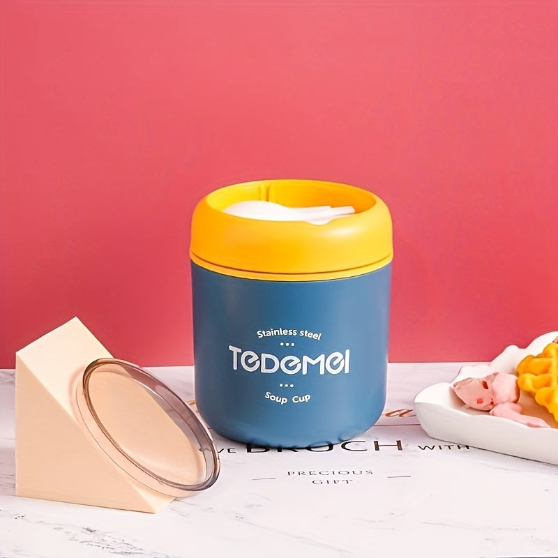 Stainless Steel 530ml Soup Cup with Leakproof Spoon Lid Portable Food Jar for Lunch