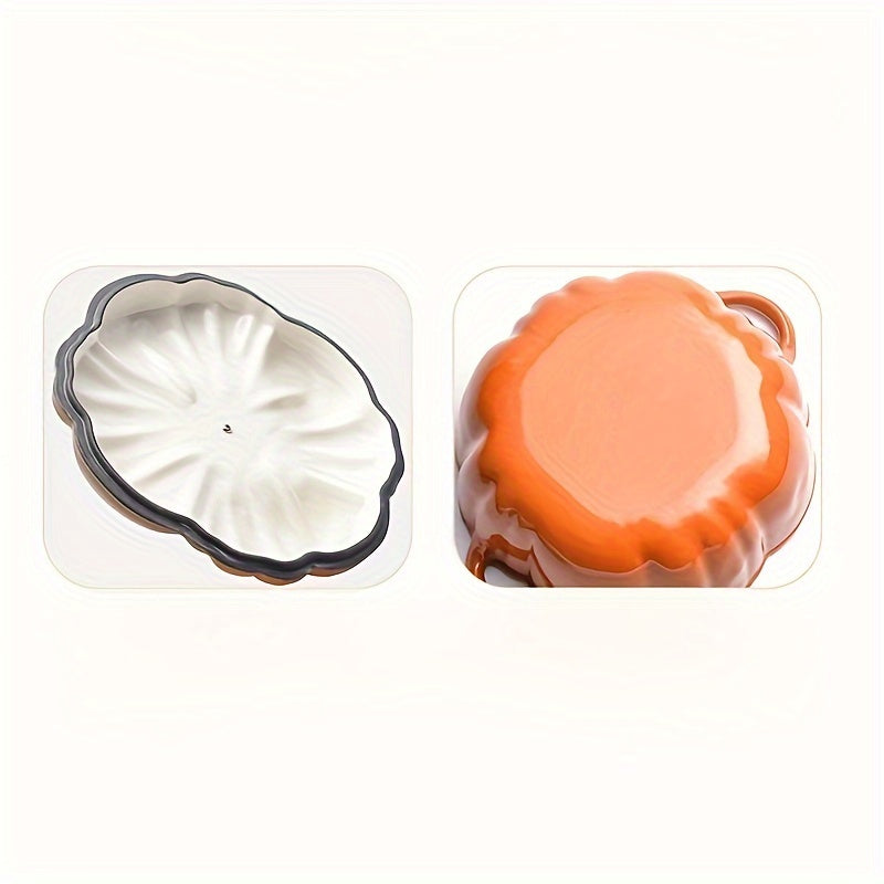Enamel Cast Iron Pumpkin Pot for Soups and Casseroles Induction Compatible
