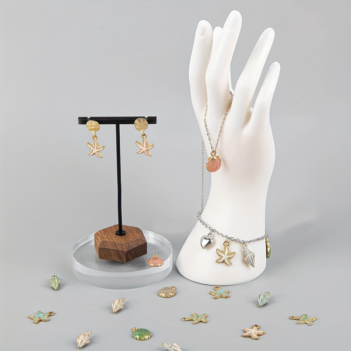 Set of 30 Ocean Sea Life Charms for DIY Jewelry Conch Starfish Seashell Alloy Enamel Pendants