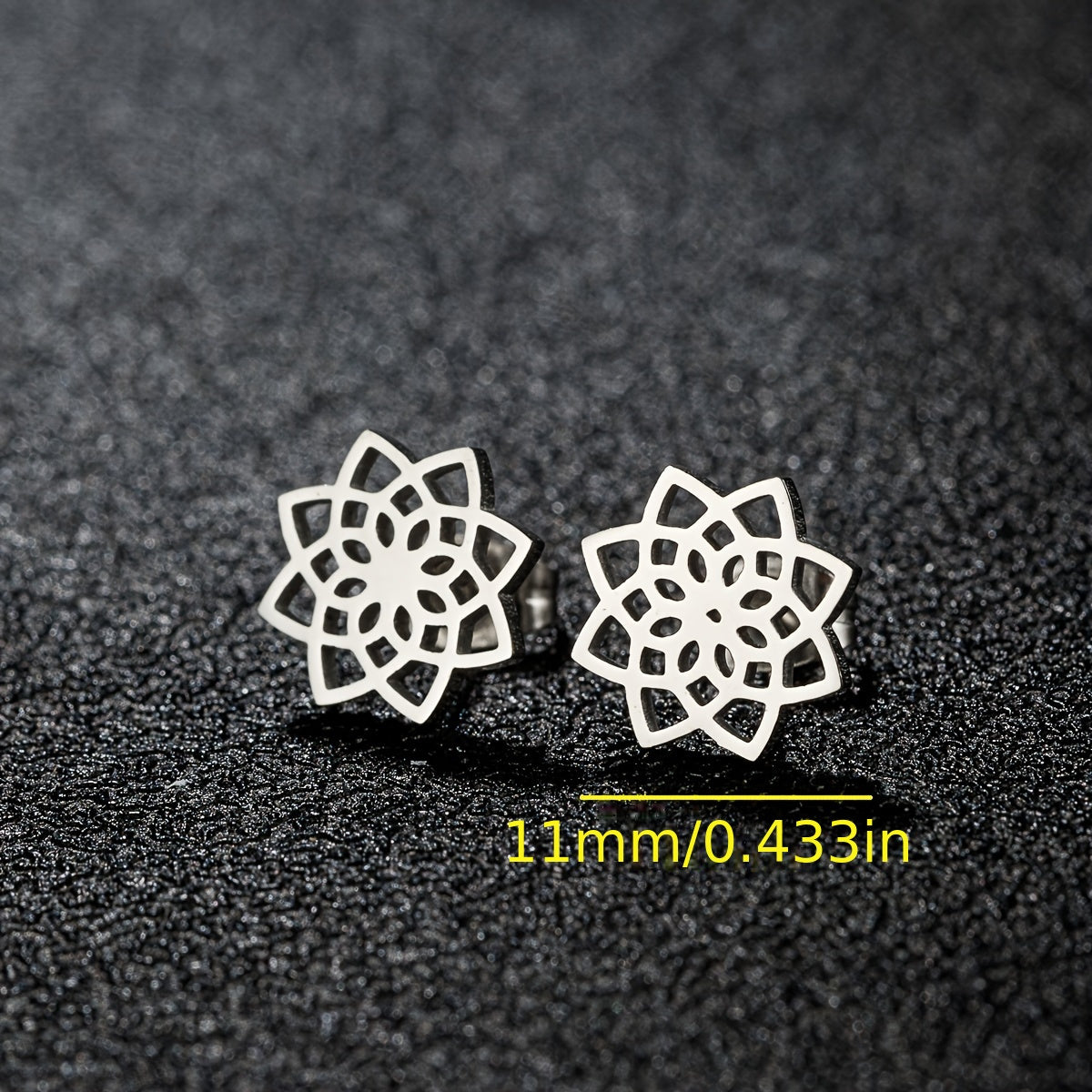 Women Stainless Steel Mandala Stud Earrings Geometric Flower Daily Yoga