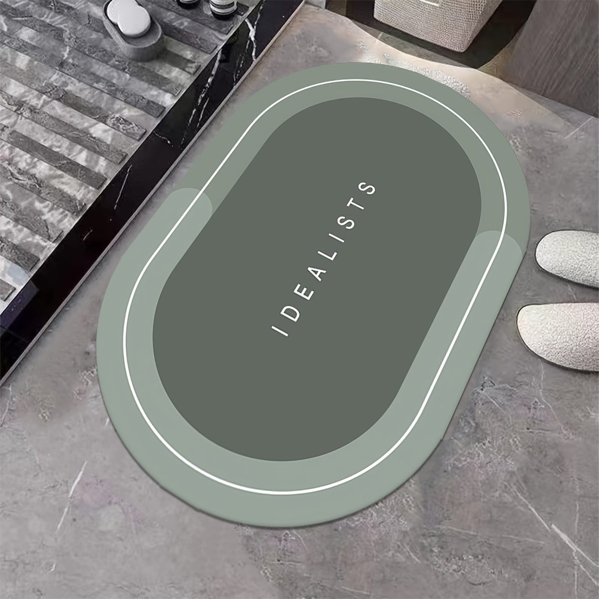 Absorbent Polyester Bath Mat Non-Slip Quick-Dry Odorless for Shower Bedroom Kitchen