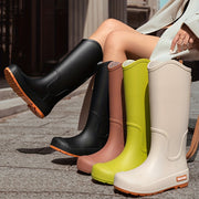 Women’s Mid-Calf Faux Leather High-Top Ankle Boots for Outdoors Rainy Weather