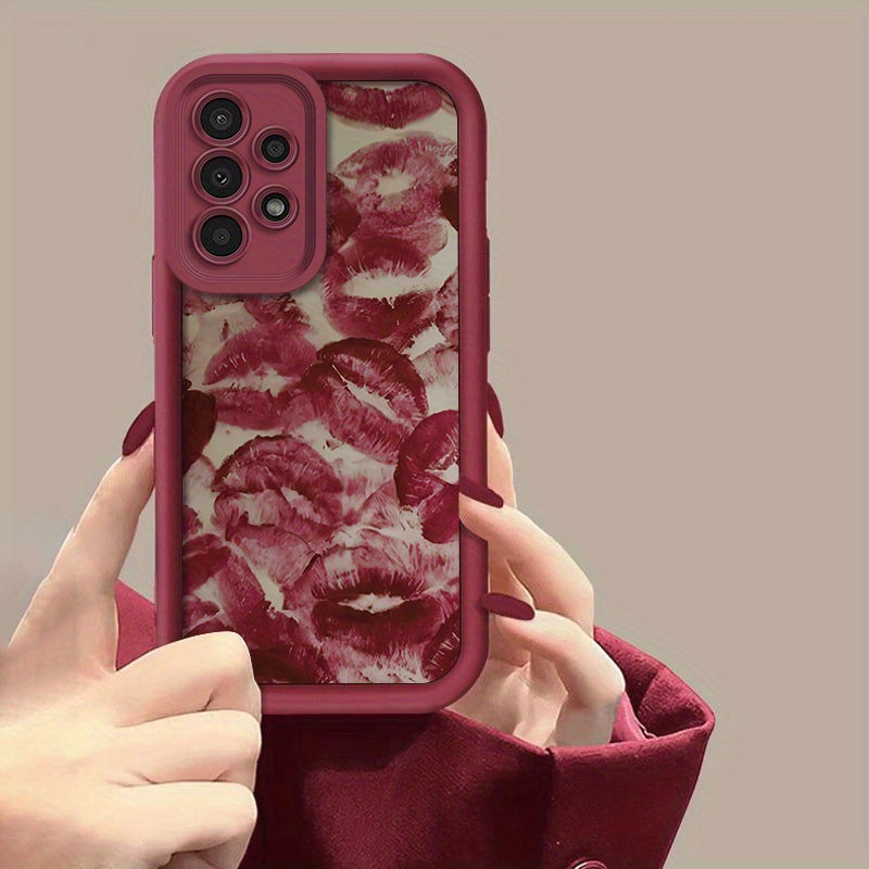 High-Value Mobile Phone Case with Red Lip Print for Galaxy Models TPU Durable Protective Cover