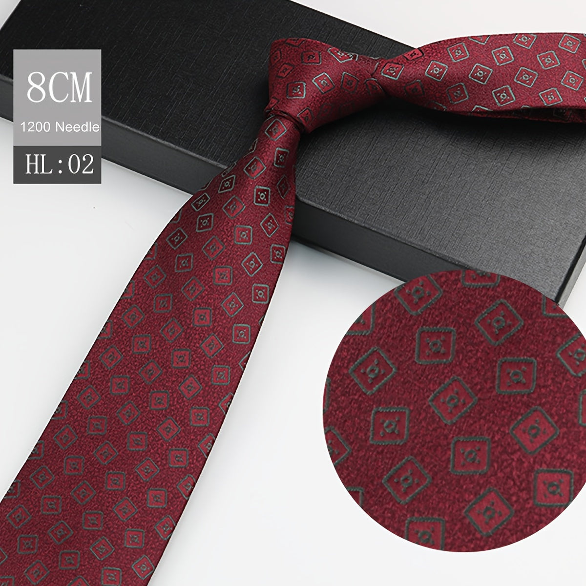 Men's Red Polyester Necktie 8cm Wide for Weddings and Business Events