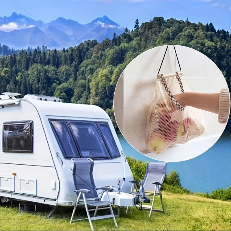 Bolsa de almacenamiento colgante de malla de gran capacidad para la organización de la cocina