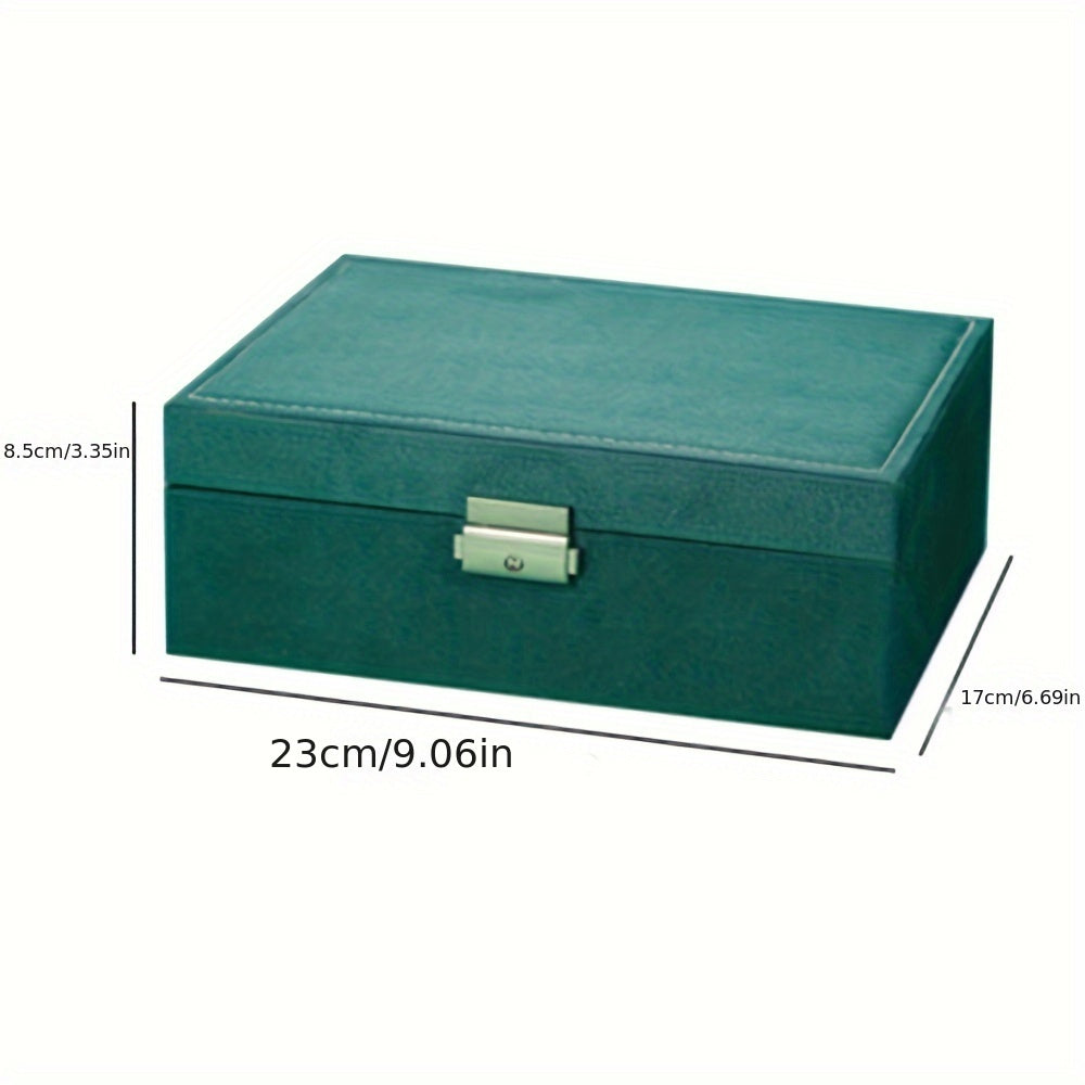 Large Capacity Double Layer Jewelry Storage Box with Lock for Necklaces Watches Earrings
