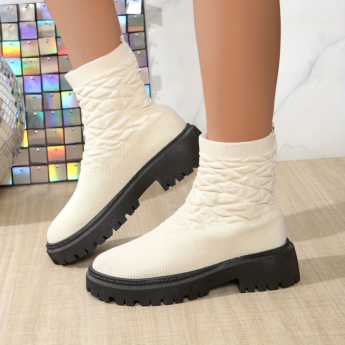 Women's Mid-Calf Comfort Fashion Boots with Chunky Heel and Rubber Sole