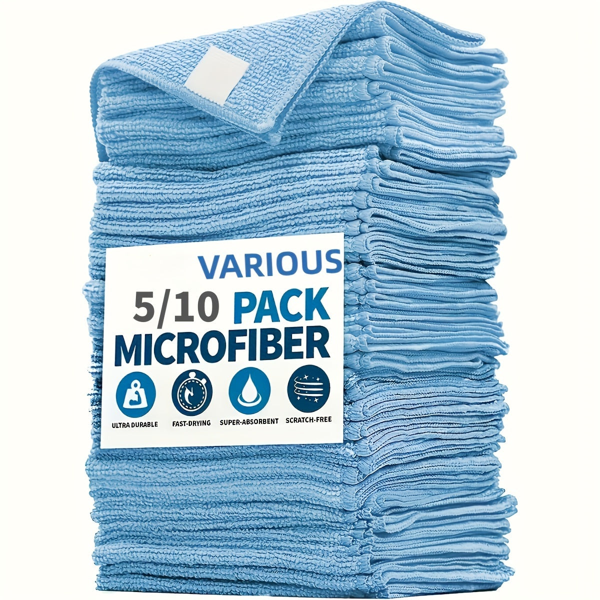 Microfiber Towel Set for Car Cleaning Light Blue Quick-Drying Highly Absorbent