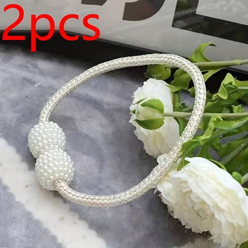 Set of 4 Vintage Magnetic Curtain Clips No-Punch Pearlized Holdbacks for Windows