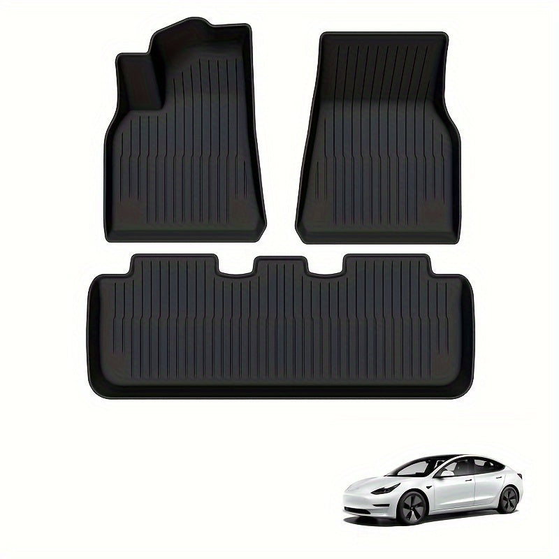 All-Weather TPE Floor Mats for Tesla Model Y Full Set Durable Liners