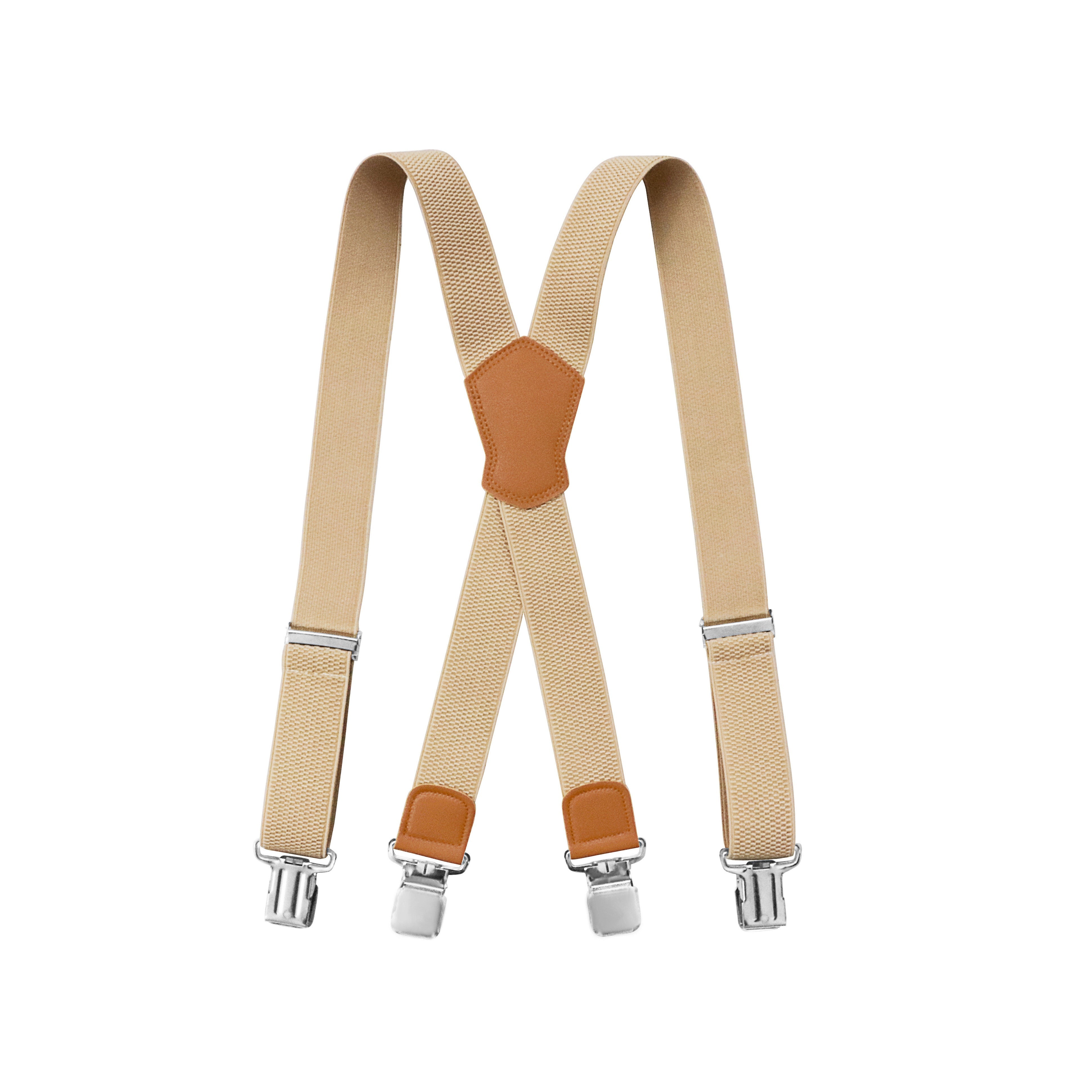 Men's Suspenders Elastic Polyester with Metal Clips Adjustable 1.5 Inch Wide