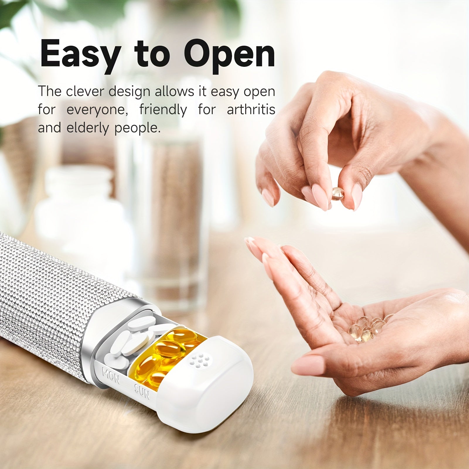 Women Men Weekly Diamond Medicine Organizer 7-Day Travel Vitamin Box