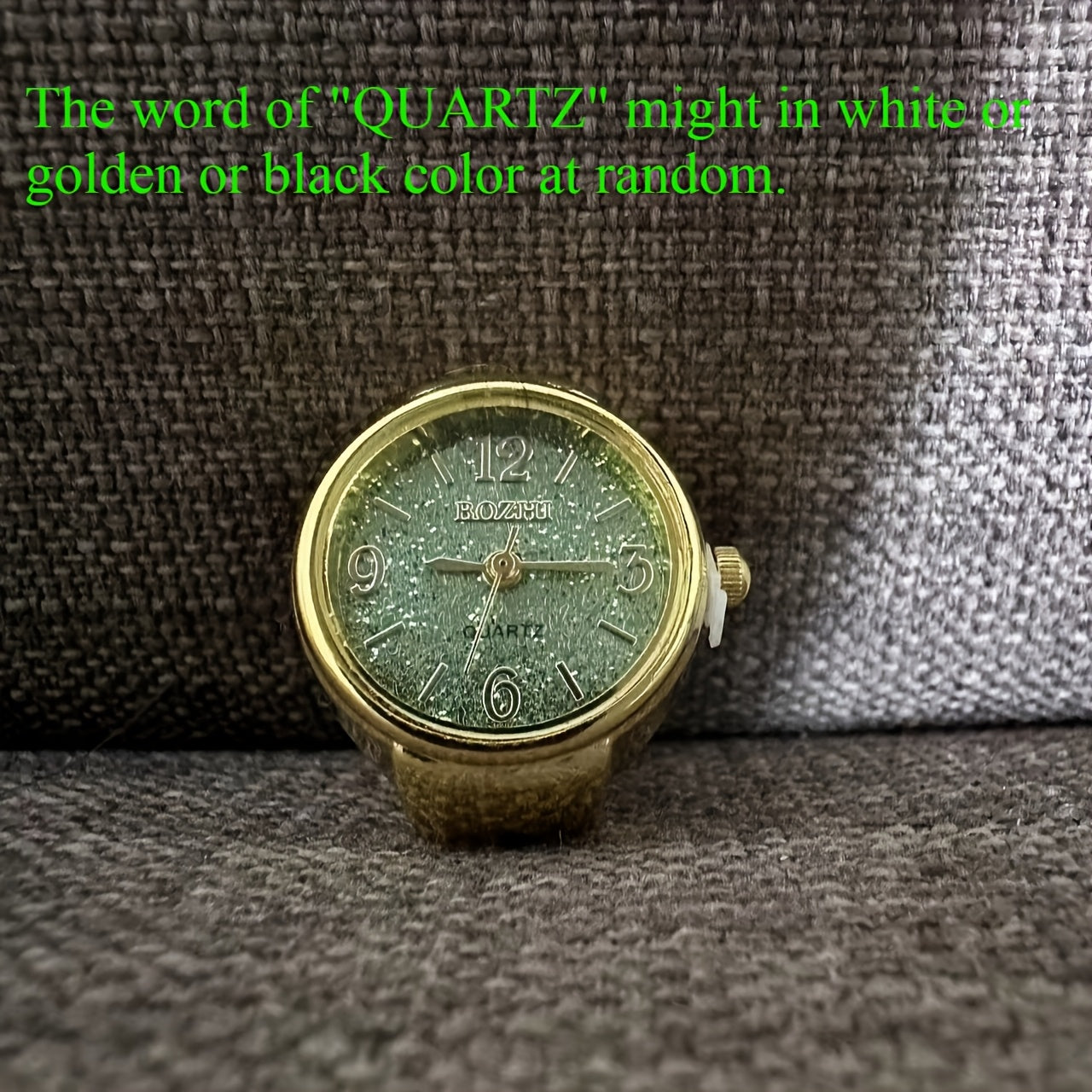 Green Mini Watch Ring for Men Women Fashion Alloy Shell Finger Watch